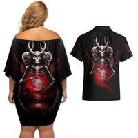 Skull Couples Matching Off Shoulder Short Dress and Hawaiian Shirt Prayer Skull - Wonder Print Shop