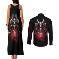 Skull Couples Matching Tank Maxi Dress and Long Sleeve Button Shirts Prayer Skull - Wonder Print Shop
