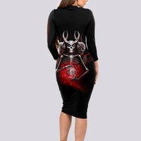 Skull Long Sleeve Bodycon Dress Prayer Skull - Wonder Print Shop