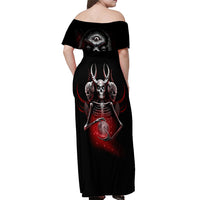 Skull Off Shoulder Maxi Dress Prayer Skull - Wonder Print Shop