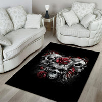 Skull Area Rug Three Skull No See Evil Rose - Wonder Print Shop