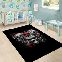 Skull Area Rug Three Skull No See Evil Rose - Wonder Print Shop