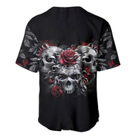 Skull Baseball Jersey Three Skull No See Evil Rose - Wonder Print Shop