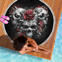 Skull Beach Blanket Three Skull No See Evil Rose - Wonder Print Shop