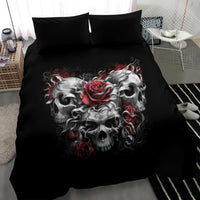 Skull Bedding Set Three Skull No See Evil Rose - Wonder Print Shop