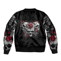 Skull Bomber Jacket Three Skull No See Evil Rose - Wonder Print Shop