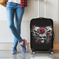 Skull Luggage Cover Three Skull No See Evil Rose - Wonder Print Shop