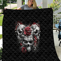 Skull Quilt Three Skull No See Evil Rose - Wonder Print Shop