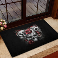 Skull Rubber Doormat Three Skull No See Evil Rose - Wonder Print Shop