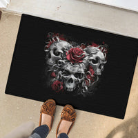 Skull Rubber Doormat Three Skull No See Evil Rose - Wonder Print Shop