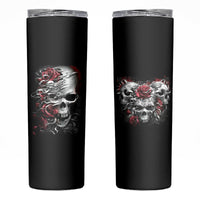 Skull Skinny Tumbler Three Skull No See Evil Rose - Wonder Print Shop