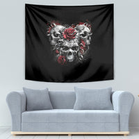 Skull Tapestry Three Skull No See Evil Rose - Wonder Print Shop