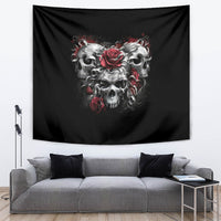 Skull Tapestry Three Skull No See Evil Rose - Wonder Print Shop