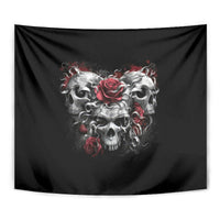 Skull Tapestry Three Skull No See Evil Rose - Wonder Print Shop