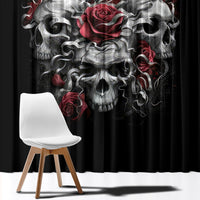 Skull Window Curtain Three Skull No See Evil Rose - Wonder Print Shop