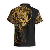 Skull Hawaiian Shirt Golden Warrior Royal - Wonder Print Shop