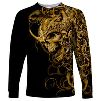 Skull Long Sleeve Shirt Golden Warrior Royal - Wonder Print Shop