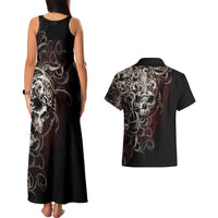 Skull Couples Matching Tank Maxi Dress And Hawaiian Shirt Silver Warrior Royal - Wonder Print Shop