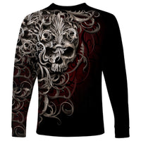 Skull Long Sleeve Shirt Silver Warrior Royal - Wonder Print Shop