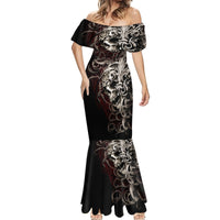 Skull Mermaid Dress Silver Warrior Royal - Wonder Print Shop