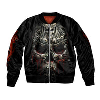 Skull Sleeve Zip Bomber Jacket Head Skeleton Cross Skull - Wonder Print Shop
