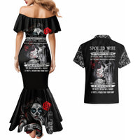 Skull Couples Matching Mermaid Dress And Hawaiian Shirt Skull Girl Spoiled Wife - Wonder Print Shop