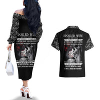 Skull Couples Matching Off The Shoulder Long Sleeve Dress and Hawaiian Shirt Skull Girl Spoiled Wife - Wonder Print Shop