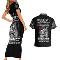 Skull Couples Matching Short Sleeve Bodycon Dress and Hawaiian Shirt Skull Girl Spoiled Wife - Wonder Print Shop