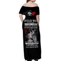 Skull Off Shoulder Maxi Dress Skull Girl Spoiled Wife - Wonder Print Shop