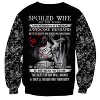 Skull Sweatshirt Skull Girl Spoiled Wife - Wonder Print Shop