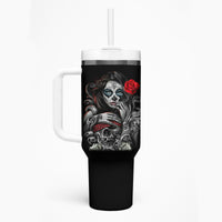 Skull Tumbler With Handle Skull Girl Spoiled Wife - Wonder Print Shop