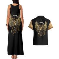 Skull Couples Matching Tank Maxi Dress And Hawaiian Shirt Golden Skull Steampunk - Wonder Print Shop