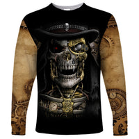 Skull Long Sleeve Shirt Golden Skull Steampunk - Wonder Print Shop