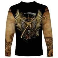 Skull Long Sleeve Shirt Golden Skull Steampunk - Wonder Print Shop