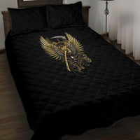 Skull Quilt Bed Set Golden Skull Steampunk - Wonder Print Shop