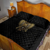 Skull Quilt Bed Set Golden Skull Steampunk - Wonder Print Shop