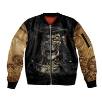 Skull Sleeve Zip Bomber Jacket Golden Skull Steampunk - Wonder Print Shop