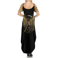Skull Summer Maxi Dress Golden Skull Steampunk - Wonder Print Shop