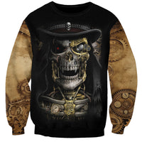Skull Sweatshirt Golden Skull Steampunk - Wonder Print Shop
