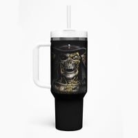 Skull Tumbler With Handle Golden Skull Steampunk - Wonder Print Shop