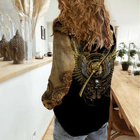 Skull Women Casual Shirt Golden Skull Steampunk - Wonder Print Shop