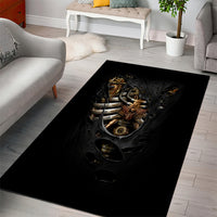 Skull Area Rug Skeleton Steampunk Heart Inside - Wonder Print Shop