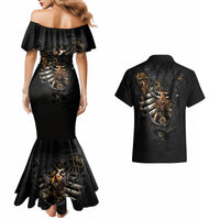 Skull Couples Matching Mermaid Dress And Hawaiian Shirt Skeleton Steampunk Heart Inside - Wonder Print Shop