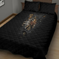 Skull Quilt Bed Set Skeleton Steampunk Heart Inside - Wonder Print Shop