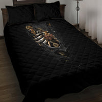 Skull Quilt Bed Set Skeleton Steampunk Heart Inside - Wonder Print Shop