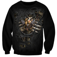 Skull Sweatshirt Skeleton Steampunk Heart Inside - Wonder Print Shop