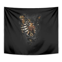 Skull Tapestry Skeleton Steampunk Heart Inside - Wonder Print Shop