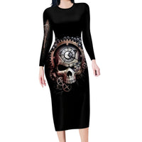 Skull Long Sleeve Bodycon Dress Skull Grim Time Reaper - Wonder Print Shop