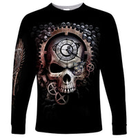 Skull Long Sleeve Shirt Skull Grim Time Reaper - Wonder Print Shop