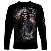Skull Long Sleeve Shirt Skull Grim Time Reaper - Wonder Print Shop